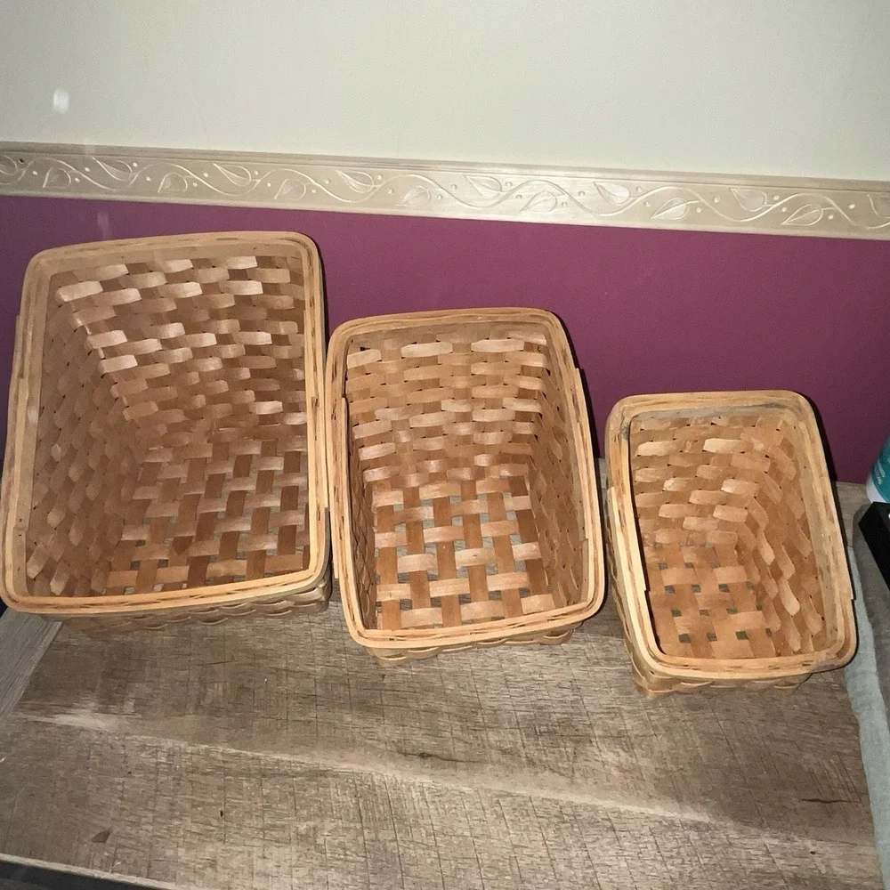 Set of 3 Nesting Wicker Baskets‎